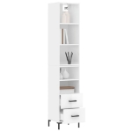 Credenza 34,5x34x180 cm in Legno Multistrato Bianco Lucido