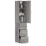 Credenza Grigio Sonoma 34,5x34x180 cm in Legno Multistrato