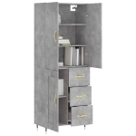 Credenza Grigio Cemento 69,5x34x180 cm in Legno Multistrato