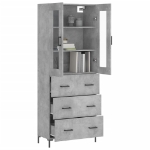 Credenza Grigio Cemento 69,5x34x180 cm in Legno Multistrato