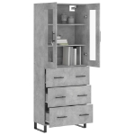 Credenza Grigio Cemento 69,5x34x180 cm in Legno Multistrato