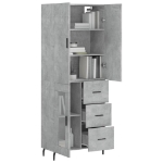 Credenza Grigio Cemento 69,5x34x180 cm in Legno Multistrato