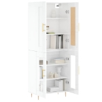 Credenza Bianco Lucido 69,5x34x180 cm in Legno Multistrato