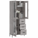 Credenza Grigio Sonoma 69,5x34x180 cm in Legno Multistrato