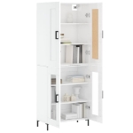 Credenza Bianco Lucido 69,5x34x180 cm in Legno Multistrato