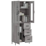 Credenza Grigio Sonoma 69,5x34x180 cm in Legno Multistrato