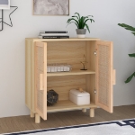 Credenza Marrone 60x30x70cm Legno Massello Pino Rattan Naturale