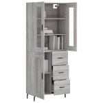 Credenza Grigio Sonoma 69,5x34x180 cm in Legno Multistrato