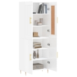 Credenza Bianco Lucido 69,5x34x180 cm in Legno Multistrato