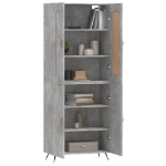 Credenza Grigio Cemento 69,5x34x180 cm in Legno Multistrato