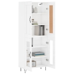 Credenza Bianco Lucido 69,5x34x180 cm in Legno Multistrato