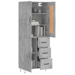 Credenza Grigio Cemento 69,5x34x180 cm in Legno Multistrato