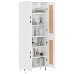 Credenza Bianco Lucido 69,5x34x180 cm in Legno Multistrato