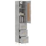 Credenza Grigio Cemento 34,5x34x180 cm in Legno Multistrato