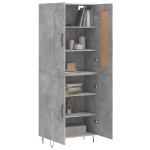 Credenza Grigio Cemento 69,5x34x180 cm in Legno Multistrato