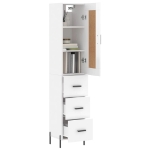 Credenza 34,5x34x180 cm in Legno Multistrato Bianco Lucido