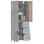 Credenza Grigio Cemento 69,5x34x180 cm in Legno Multistrato