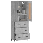 Credenza Grigio Cemento 69,5x34x180 cm in Legno Multistrato