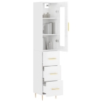 Credenza 34,5x34x180 cm in Legno Multistrato Bianco Lucido