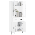 Credenza Bianco Lucido 69,5x34x180 cm in Legno Multistrato