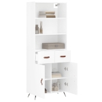 Credenza Bianco Lucido 69,5x34x180 cm in Legno Multistrato