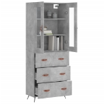 Credenza Grigio Cemento 69,5x34x180 cm in Legno Multistrato