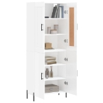 Credenza Bianco Lucido 69,5x34x180 cm in Legno Multistrato