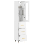 Credenza 34,5x34x180 cm in Legno Multistrato Bianco Lucido