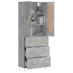 Credenza Grigio Cemento 69,5x34x180 cm in Legno Multistrato