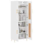 Credenza Bianco Lucido 69,5x34x180 cm in Legno Multistrato