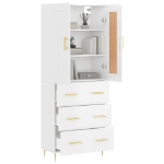 Credenza Bianco Lucido 69,5x34x180 cm in Legno Multistrato