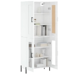 Credenza Bianco Lucido 69,5x34x180 cm in Legno Multistrato