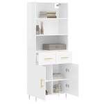 Credenza Bianco Lucido 69,5x34x180 cm in Legno Multistrato