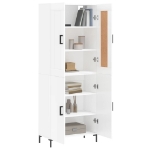 Credenza Bianco Lucido 69,5x34x180 cm in Legno Multistrato