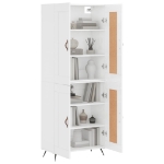 Credenza Bianco Lucido 69,5x34x180 cm in Legno Multistrato