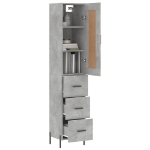 Credenza Grigio Cemento 34,5x34x180 cm in Legno Multistrato