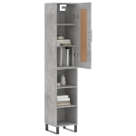 Credenza Grigio Cemento 34,5x34x180 cm in Legno Multistrato