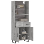 Credenza Grigio Sonoma 69,5x34x180 cm in Legno Multistrato