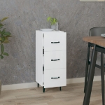 Credenza Bianco Lucido 34,5x34x90 cm in Legno Multistrato