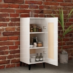 Credenza Bianco Lucido 34,5x34x90 cm in Legno Multistrato