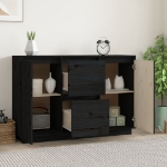 Credenza Nera 111x34x75 cm in Legno Massello di Pino