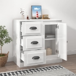 Credenza Bianco Lucido 70x35,5x67,5 cm in Legno Multistrato