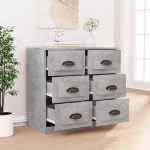 Credenza Grigio Cemento 70x35,5x67,5 cm in Legno Multistrato