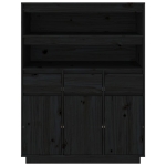 Credenza Nera 89x40x116,5 cm in Legno Massello di Pino