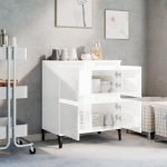 Credenza Bianco Lucido 60x35x70 cm in Legno Multistrato