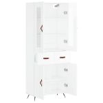 Credenza Bianco Lucido 69,5x34x180 cm in Legno Multistrato