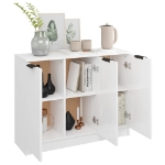 Credenza Bianco Lucido 90,5x30x70 cm in Legno Multistrato