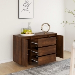 Credenza con 3 Cassetti Rovere Marrone 120x41x75 cm Truciolato