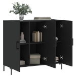 Credenza Nera 90x34x80 cm in Legno Multistrato