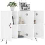 Credenza Bianco Lucido 90x34x80 cm in Legno Multistrato